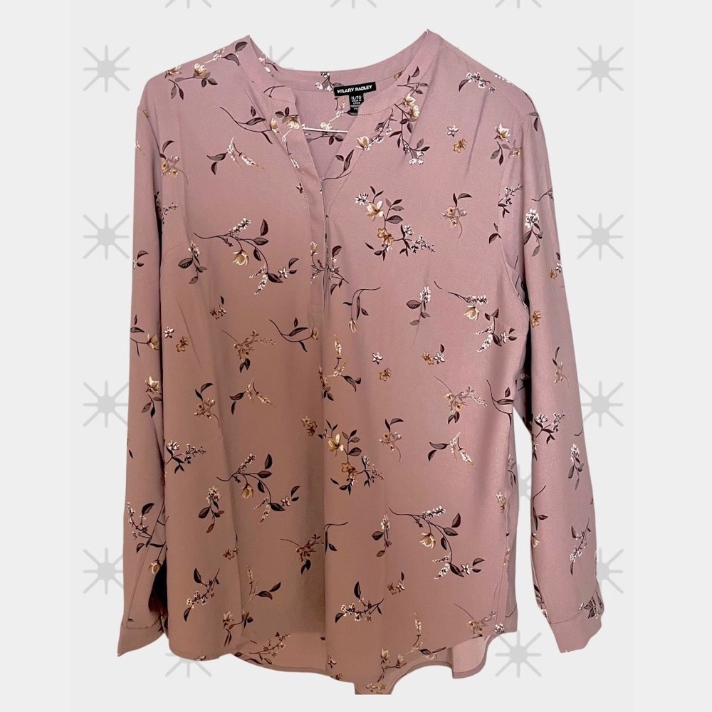 Hillary Radley Floral Blouse in Mauve Size XL
